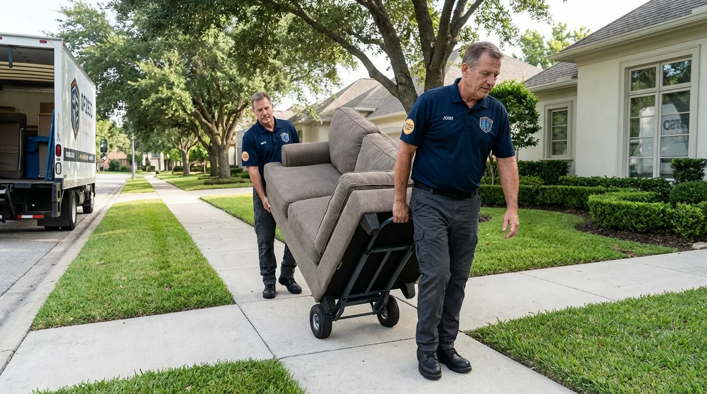 Local residential moving crew loading furniture in Sterling, CO