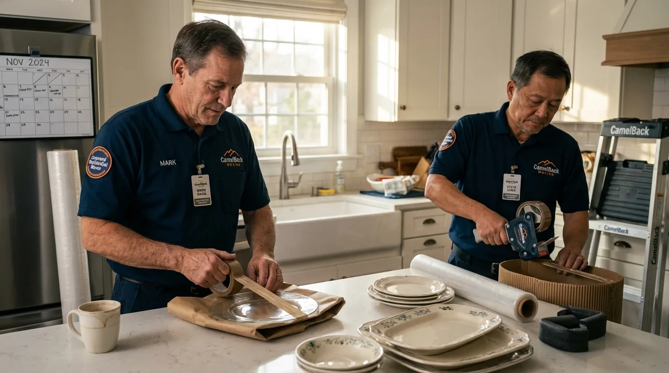 Professional crew packing kitchen dishware in Sterling, CO
